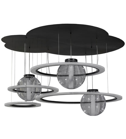 84" Wide Anillo Bola 4 Ring LED Cascading Pendant by Meyda Lighting