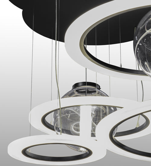 84" Wide Anillo Bola 4 Ring LED Cascading Pendant by Meyda Lighting
