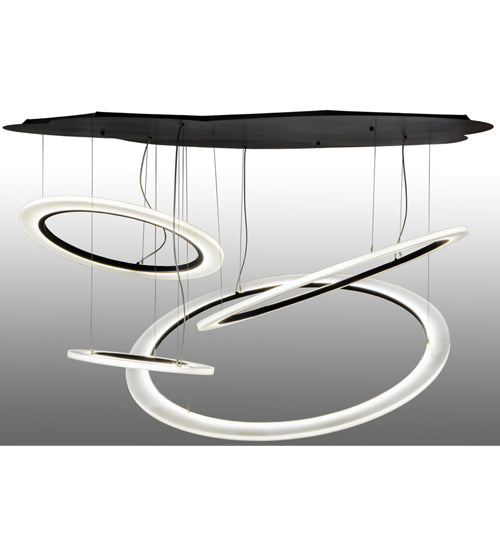 84" Wide Anillo Tilt 4 Ring LED Cascading Pendant by Meyda Lighting