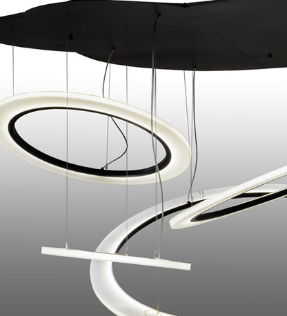 84" Wide Anillo Tilt 4 Ring LED Cascading Pendant by Meyda Lighting