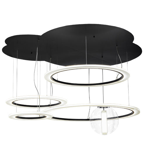 84" Wide Anillo Uno Bola 4 Ring LED Cascading Pendant by Meyda Lighting