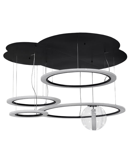 84" Wide Anillo Uno Bola 4 Ring LED Cascading Pendant by Meyda Lighting