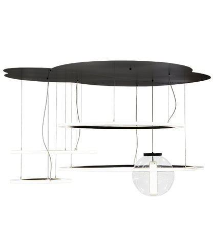 84" Wide Anillo Uno Bola 4 Ring LED Cascading Pendant by Meyda Lighting