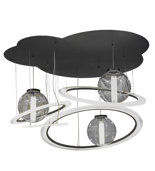 84" Wide Anillo Bola 4 Ring LED Cascading Pendant by Meyda Lighting
