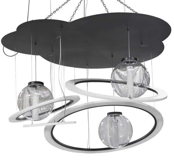 84" Wide Anillo Bola 4 Ring LED Cascading Pendant by Meyda Lighting