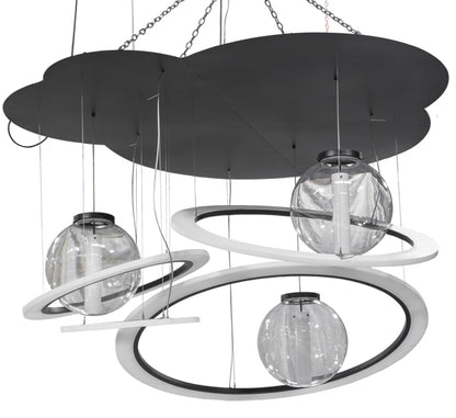 84" Wide Anillo Bola 4 Ring LED Cascading Pendant by Meyda Lighting