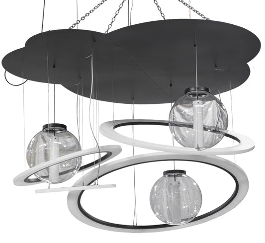 84" Wide Anillo Bola 4 Ring LED Cascading Pendant by Meyda Lighting