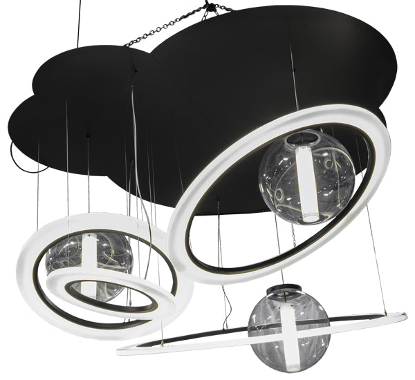 84" Wide Anillo Bola 4 Ring LED Cascading Pendant by Meyda Lighting