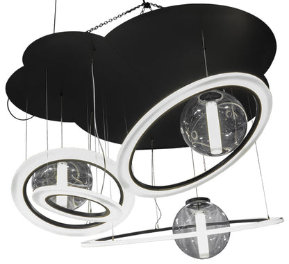 84" Wide Anillo Bola 4 Ring LED Cascading Pendant by Meyda Lighting