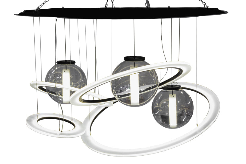 84" Wide Anillo Bola 4 Ring LED Cascading Pendant by Meyda Lighting