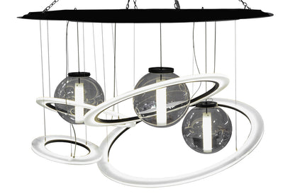 84" Wide Anillo Bola 4 Ring LED Cascading Pendant by Meyda Lighting