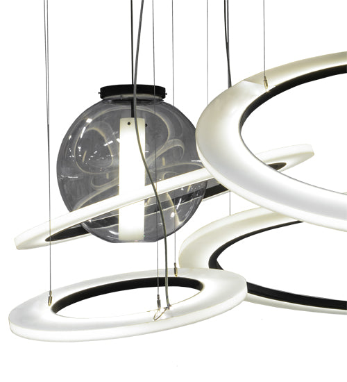 84" Wide Anillo Bola 4 Ring LED Cascading Pendant by Meyda Lighting