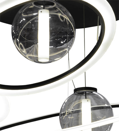84" Wide Anillo Bola 4 Ring LED Cascading Pendant by Meyda Lighting