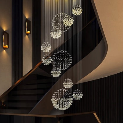 Luxury Solar System Spiral Raindrop Chandelier For Foyer and Entryway