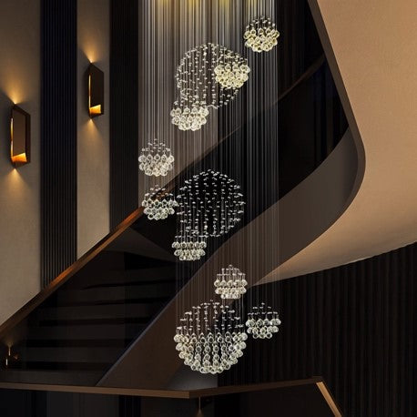 Luxury Solar System Spiral Raindrop Chandelier For Foyer and Entryway