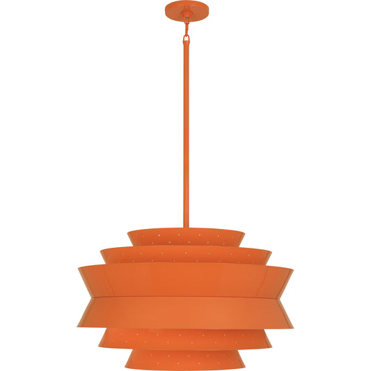 Pierce Large Pendant – Pumpkin Gloss with Perforated Metal Shade