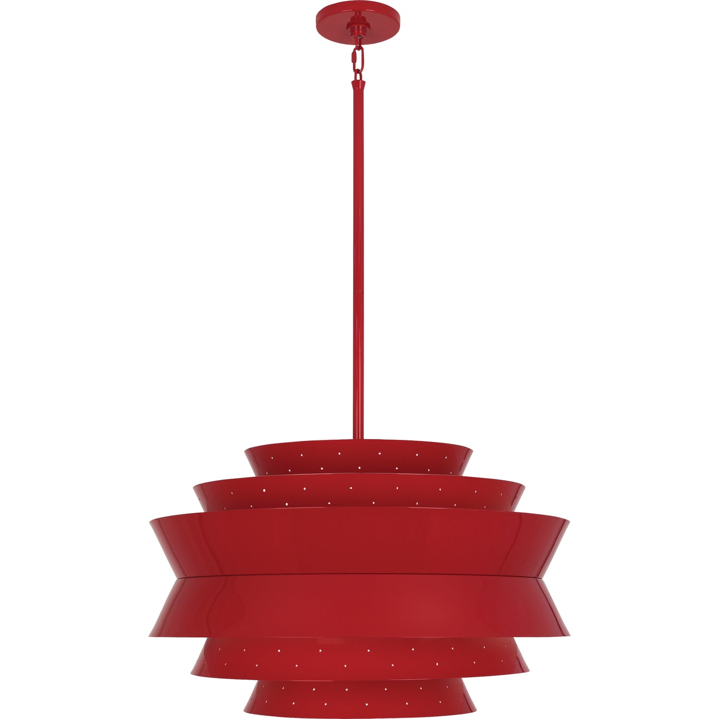 Pierce Large Pendant – Ruby Red Gloss with Perforated Metal Shade