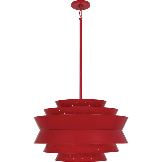 Pierce Large Pendant – Ruby Red Gloss with Perforated Metal Shade