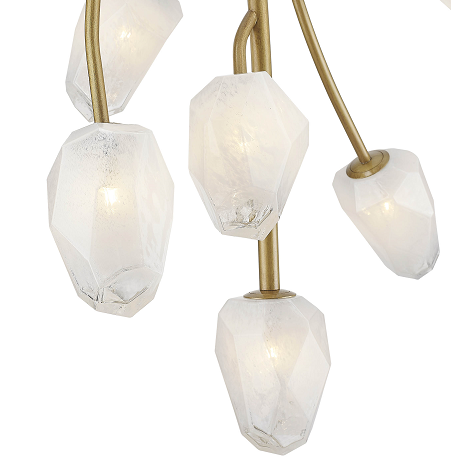 Gold Branch Chandelier with White Glass Shades