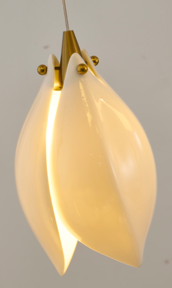 Bronze Metal Frame Chandelier with Cream Ceramic Flowers