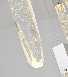 Chrome Frame Chandelier with Hanging Bubble Iceberg Crystal Pendants
