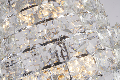 Nine Tier Chrome Frame Chandelier With Clear Hanging Crystals