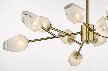 Gold Branch Chandelier with White Glass Shades