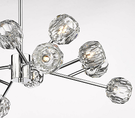Chrome Frame Branch Chandelier with Clear Crystal Shades