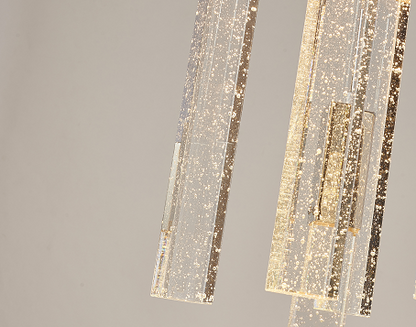 Flushed Black Gun Metal Frame Chandelier with Hanging Clear Bubble Block Crystals