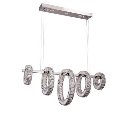 Five-Ring Chrome Crystal LED Chandelier