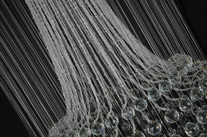 Chrome Flushed Chandelier with Clear Hanging Crystals and Beads