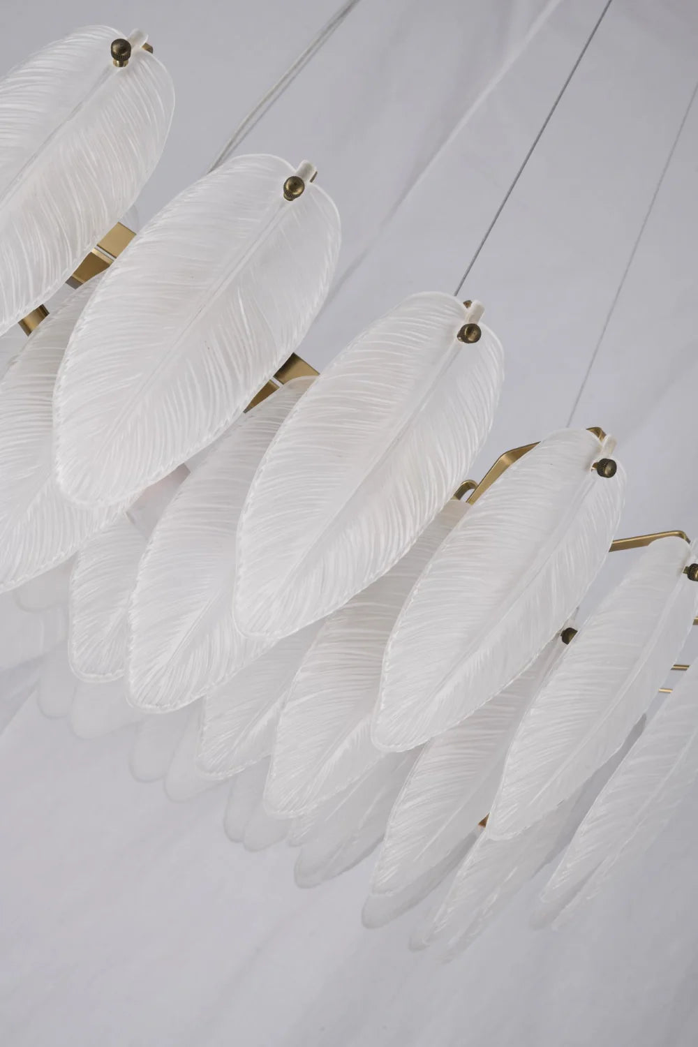 Exquisite Brass Chandelier with Frosted Glass Leaves