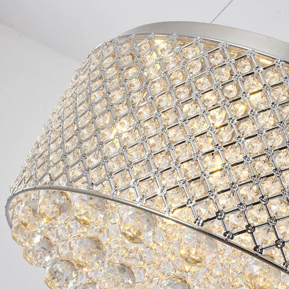 Chrome Chandelier with Crystal Beaded Shade