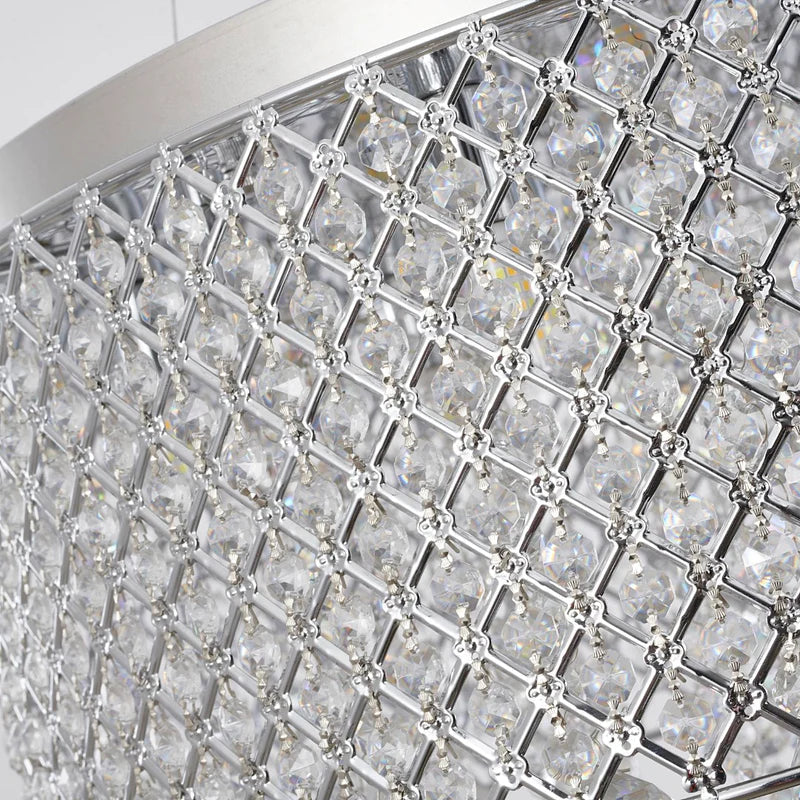 Chrome Chandelier with Crystal Beaded Shade