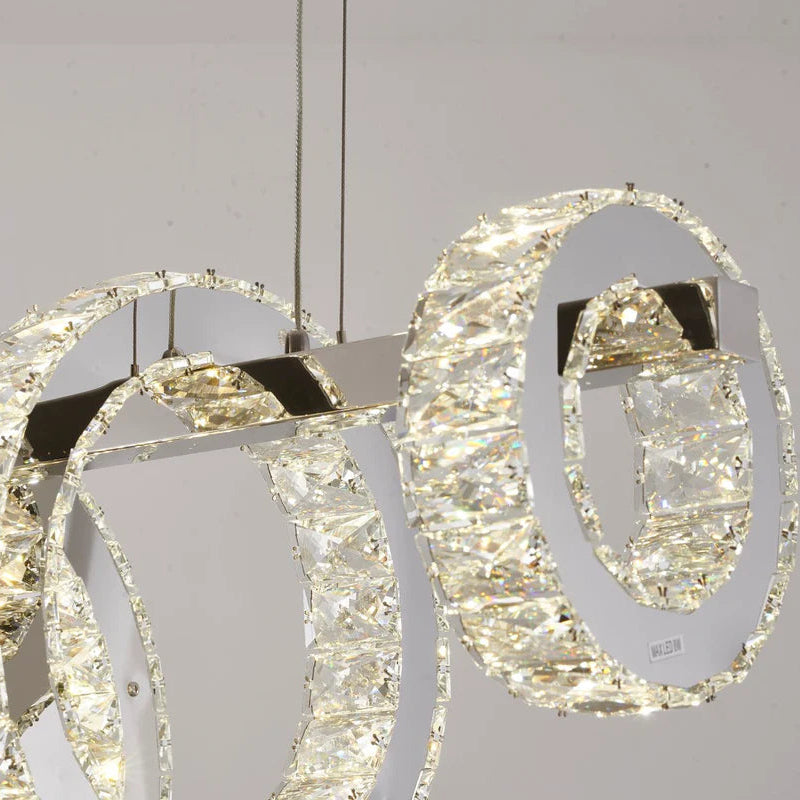 Five-Ring Chrome Crystal LED Chandelier