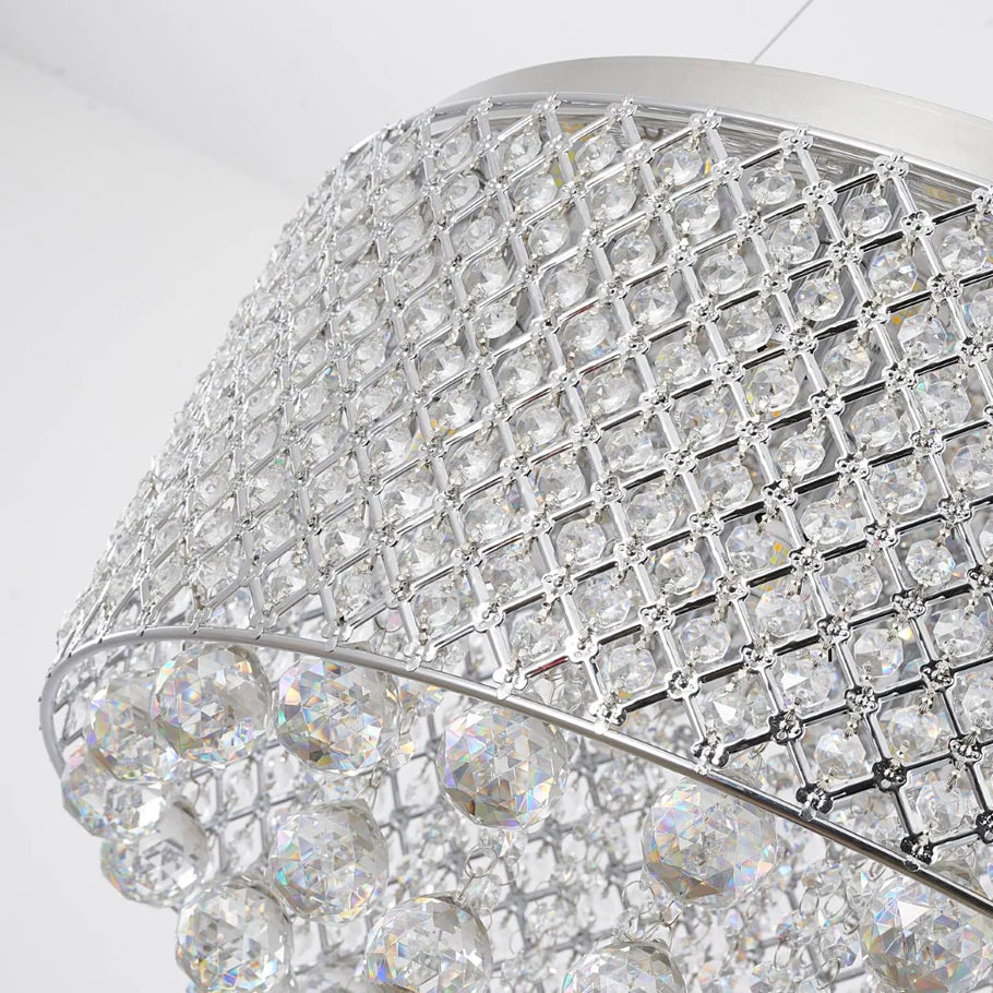 Chrome Chandelier with Crystal Beaded Shade