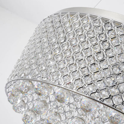 Chrome Chandelier with Crystal Beaded Shade