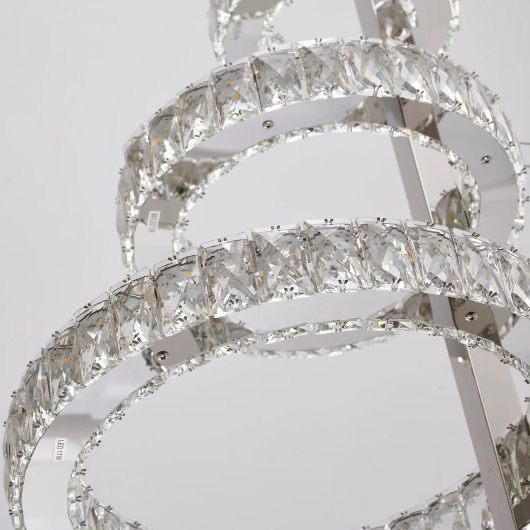 Five-Ring Chrome Crystal LED Chandelier