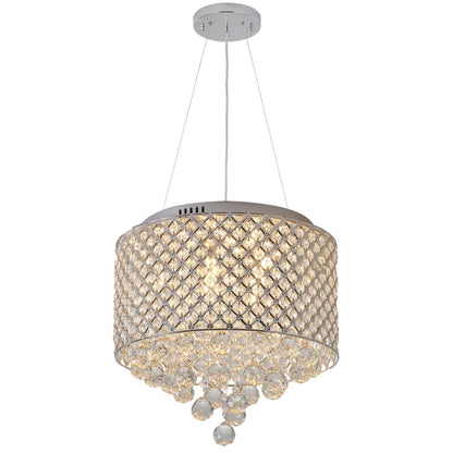 Chrome Chandelier with Crystal Beaded Shade