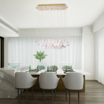 Gold Stainless Steel Chandelier with Spanish Alabaster Stones