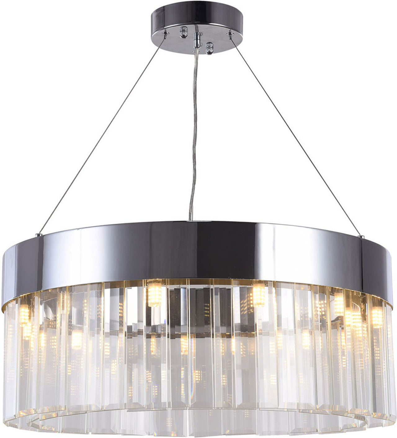 Round Chandelier With Clear Crystal Hanging Drops