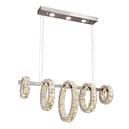 Five-Ring Chrome Crystal LED Chandelier