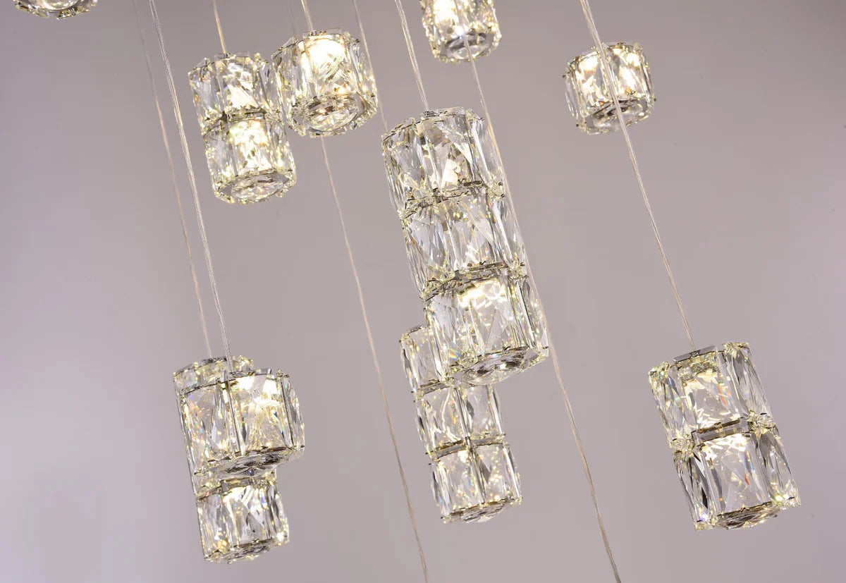 Chrome Flush Mount Crystal LED Chandelier