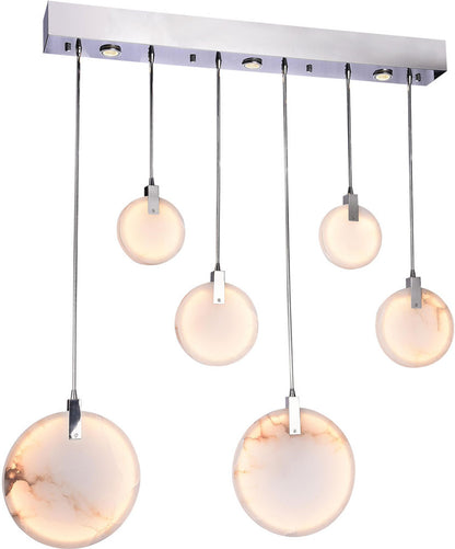 Chrome LED Chandelier With Spanish Marble Accents