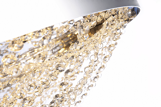 Chrome Crystal Basket Chandelier - Close view