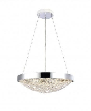 Chrome Crystal Basket Chandelier - Front view