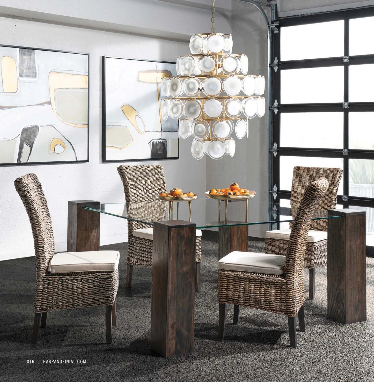 Isla Chandelier | Frosted Glass Disks with Gold Finished Metal