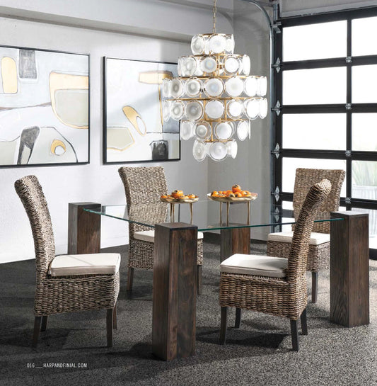 Isla Chandelier | Frosted Glass Disks with Gold Finished Metal