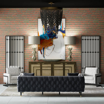 Pembroke Chandelier | Black Wood Beads with Brass Finished Metal