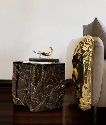 Monochrome Faux Marble Side Table - Wiggins ChandelierBoca do LoboWiggins ChandelierSide Table